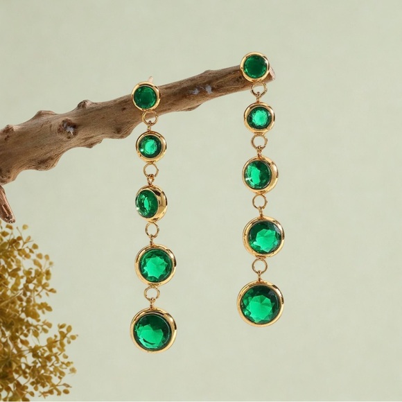 Elegant Gold and Silver Drop Earrings - Picture 2 of 3